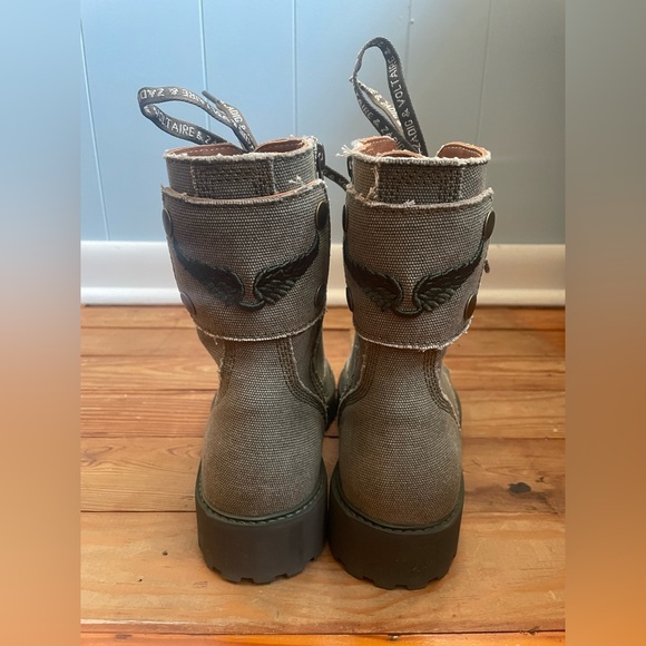 Zadig & Voltaire Joe Canvas military boots - Picture 5 of 12